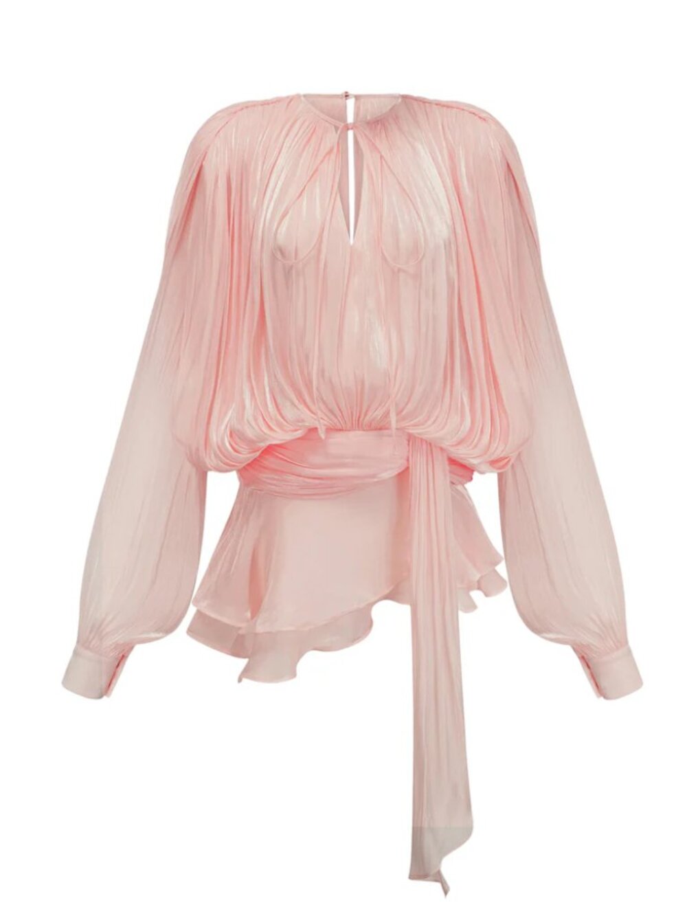Miss Rosier Eugénie Pink Fully Pleated Ruffled Mini Dress